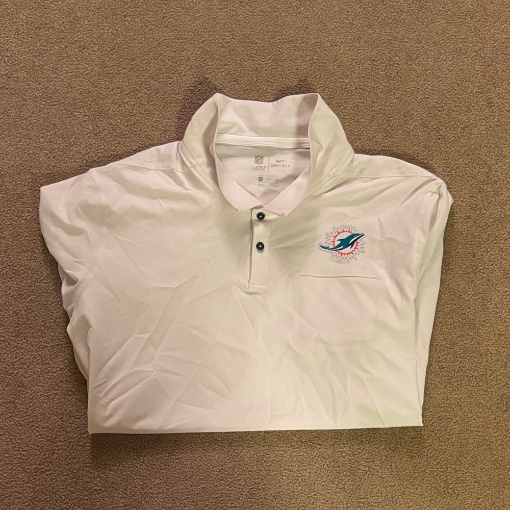 Nike Dri-Fit Men’s XXL White Miami Dolphins Short Sleeve Polo Shirt